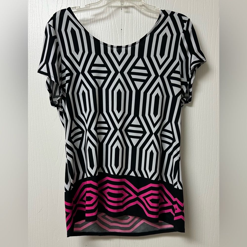 INC International Concepts Black and White Graphic Blouse